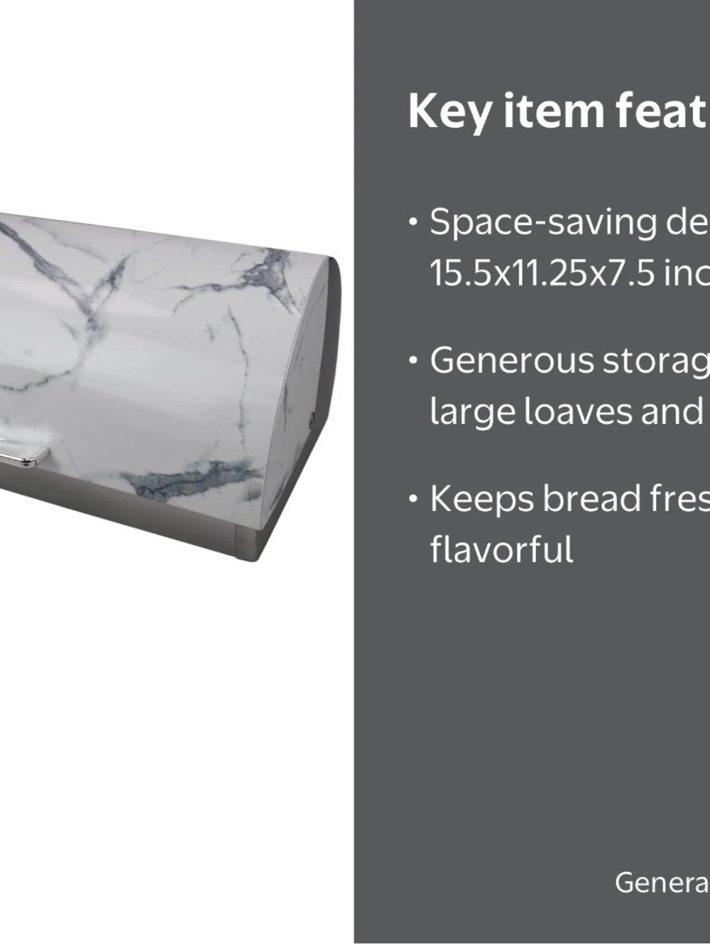 Marble-Pattern Bread Box - White - Picture 6 of 8